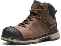 NORTIV 8 Winter Work Boots for Men Steel Toe Waterproof Construction Boots,Size 10.5,DARK BROWN,SNIC2422M