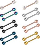 VCMART 14pcs 14G 18mm Tongue Rings Nipple Straight Barbells Surgical Steel Body Piercing Jewelry