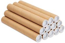 Stockroom Plus 12-Pack Mailing Tubes with Caps, 1.5x12-Inch Kraft Paper Poster Tube for Shipping, Packing, Bulk Round Packaging, Cardboard Mailers, Art Prints, Maps, Blueprint (Brown)