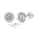 Sterling Silver Stud Earrings, Hypoallergenic Diamond Earrings - Silver Stud Earrings for Women Girls, Round Cubic Zirconia Ladies Bridal Earrings Jewellery for Her