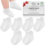 Mother's Choice Organic Cotton GOTS Certified Ankle Baby Socks 6 Pairs, 6M - 5Y For Infants & Toddler Socks Non Slip Baby Girl & Boy Socks (US, Age, 3 Years, 5 Years, White)
