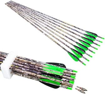 Pinals Archery 28" 30" 300 340 350 400 Spine Carbon Hunting Arrows for Compound Recurve Bow Practice Target 30 Inch Camo Arrow Shaft Pack of 12PCS Green 300