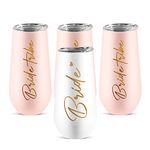 ElegantPark Bridesmaid Proposal Gifts Bride Tribe Gifts Champagne Flutes Tumblers Set of 4 Bridal Shower Gifts Wedding Bachelorette Party Gifts for Bride Tribe Mug Cups 6 OZ