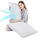 Body Pillow for Adults,Long Pillow for Bed Full Body Pillows for Sleeping 20x54 Inches Shredded Memory Foam & Bamboo Cooling Cover with Zipper - Ideal Support for Side Back Sleeper and Pregnant Women