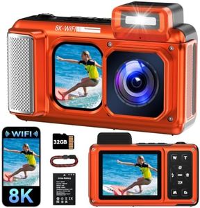 Maxmango V08 Pro 49FT Underwater Camera, 8K 90MP WiFi Waterproof Digital Camera with 2.88" Touchscreen, Dual Screens, Dustproof Shockproof Camera for Snorkeling Diving Travel, 32GB Card, Orange