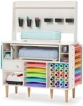 𝐂𝐫𝐚𝐟𝐢𝐭 Craft Table for Cricut Machines, Organizers and Storage Cabinet with USB Ports and Outlets, Crafting Desk Vinyl Roll Holder Tool Accessories Organization with Storage and Pegboard