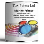 T A Paints Ltd Marine Boat Barge Primer Undercoat Anti Corrosive Universal PU Enamel Primer Wood Metal Ply Timber Above & Below Waterline Narrowboat (Primer 2.5 Litre, White Oxide Primer)