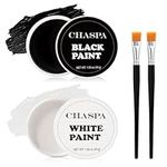 CHASPA Face Paint Black + White Clown Makeup Oil Face Body Paint Set, High Pigment Professional Cosmetic Paint for Halloween SFX Makeup Costume (60g/2.11 oz)