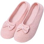 Solshine Women's Cotton Memory Foam Ballerina House Shoes Slippers T002 Pink M/4-5UK