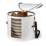 AZHCHKE Large Hat Storage Box for Women & Men, White Hat Box with Lid Foldable Round Cowboy Hat Organizer Box Carrying & Storing Various Types of Hats, 19" D x 17" H