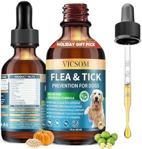 Natural Flea and Tick Prevention for Dogs, Oral Herbal Dog Flea and Tick Treatment Drops with Pumpkin Seed & Black Walnut for Dogs, Skin & Coat Care - Digestive & Immune for All Breeds and Ages, 60ml