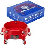 GRIT GUARD Bucket Dolly with Wheels - Rolling Detailing Wash Bucket with 5 Wheels and 2 Locking Casters Compatible with 2.5, 4, 5 and 6 Gallon Buckets (Red, 2" Red Casters)