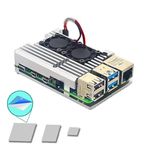 Quad Store Dual Fan Aluminium Alloy Armor Case Metal Case Compatible with Raspberry Pi 4 Model B Pi 4B Heatsink (Silver)