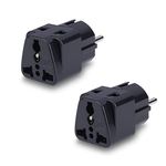 MX Europe Travel Adapter, India to Europe (Schuko) Plug- 2 Way 3 Pin Universal Conversion Plug, Type E/F European Plug, Worldwide Travel Adapter, Multi-Purpose Use in Home & Offices, Black (MX-3463)