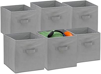 Handy Laundry Foldable Cube Storage Bins - 6 Pack - Decorative Fabric Storage Cubes are Collapsible & Great Organizer for Shelf, Closet or Underbed. Convenient for Clothes or Kids Toy Storage (Grey)