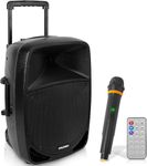 Pyle Portable PA Bluetooth Speaker – 1200W Rechargeable with 30cm Subwoofer, 7.6cm Tweeter, Wireless Microphone, Party Lights, USB/SD/Radio, DJ Speaker with Recording Function
