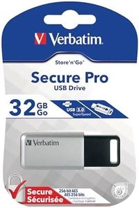 VERBATIM 32GB Store 'n' Go Secure Pro USB 3.0 Flash Drive with AES 256 Hardware Encryption 98665, Silver