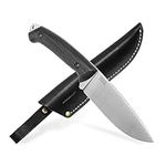 BPS Knives Savage - Sharp Blade Bushcraft Knife - Carbon Steel Fixed blade Knife with Leather Sheath - Camping Knives - Outdoor Full Tang Knife - Survival Tactical Knife for Camp - Utility Knife