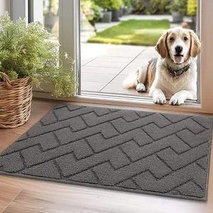 hicorfe Indoor Doormat, Odor-Free Door mat, Non Slip Door Mats 20"x31.5" Absorbent Resist Dirt Entrance Inside Floor Mats for Entryway Washable Low-Profile (Grey)