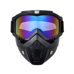 CROSSBODY Motorcycle Goggles with Removable Face Mask,Detachable Fog-proof Warm Goggles Mouth Filter Adjustable Non-slip Strap Vintage Bullet Fight Motocross Eyewear for Men Women