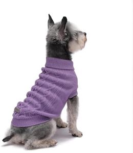 MengMengDa Dog Warm Winter Sweater Pet Clothes Knitwear for Medium Dog for Corgi, West Highland,Schnauzer,Border Collie,Dog Outfits (Purple XL)
