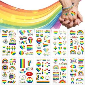 TAVVKE Rainbow Tattoos - 10 Sheets Gay Pride Temporary Tattoos - Waterproof LGBT Pride Day Rainbow Tattoo Stickers - Perfect for Pride Parades, Festivals, Parties - Temporary Body Art Stickers