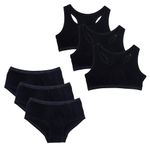 The Essentials Wardrobe Girls TEW 3 Pack Crop Top & 3 Pack Hipster Set -12/13 YRS - Black