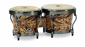 LP Latin Percussion Aspire Accent Bongo 6,75" und 8", Siamesische Eiche/Naturfell, Finish: Havana Café/Brushed Nickel, LPA601-HC