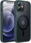 JETech Magnetic Case for iPhone 12/12 Pro 6.1-Inch Compatible with MagSafe, Translucent Matte Back Slim Shockproof Phone Cover (Dark Green)