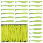 Funzhan 50pcs Saltwater Fishing Lures Paddle Tail Eco-Friendly Material Swimming Baits Jerkbait Inshore for Pike Walleye Crappie Trout Crappie Shad Gear