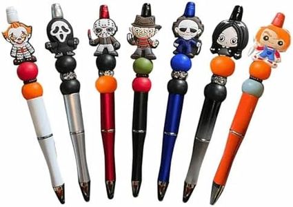 YUERVIEW 7PCS Horror Beadable Pens, Black Ink Role Pen,Horror Movie Decor Pens For School Office Supplies,Novelty Halloween Pens