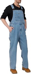 WORK IDEA Men's Denim Bib Overalls, Heavy Duty Cotton, Multi-Pocket Design with Hammer Loop for Carpenter