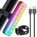 Bike Tail Light, LED Bicycle Rear Light with Changing Colors, USB-C Rechargeable Rainbow Bike Lights,Waterproof, 7 Colors 14 Modes -Suitable for Cycling, Scooters, and Skateboards，Helmet