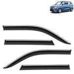 KINGSWAY Accessories Chrome Lining Door Visor Only Compatible with Maruti Suzuki Wagon R (Year 2019 Onwards), Premium Chromeline Unbreakable Car Rain Guard Side Rear Wind Deflectors, Pack of 4