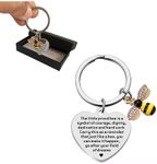 ZOLIVIE Bee Key Ring-Inspirational Keychain-Bags and Car Keys Accessories- Gift Idea for her/him-Engraved Heart Pendant- Purse Handbags Charms