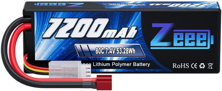 Zeee 2S Lipo Battery 7.4V 80C 7200mAh Hardcase RC Battery with Deans T Style Connector for RC Vehicles Car Truck Losi Slash Buggy Team Associated