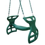 Gorilla Playsets 04-0037-G Dual Ride Glider Back-to-Back Tandem Swing, Green, Green Plastic Coated Chains, Multi-Child Swing