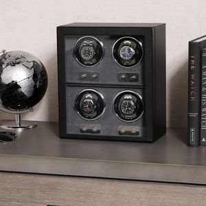 ROTHWELL 4 Watch Winder – Black Automatic Watch Storage Box