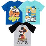 Disney Mickey Mouse Goofy Donald Duck Big Boys 3 Pack Graphic T-Shirts Grey/Blue/Blue 14-16