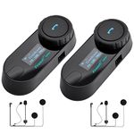 FreedConn Motorcycle Helmet Bluetooth Headset TCOMSC - Motorbike Intercom 2-Way Bluetooth Communication System Headset with LCD Display Universal Pairing Motorbike Communicator Dual Pack