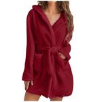 Ladies Dressing Gown Fluffy Super Soft Hooded Bathrobe for Women Plush Fleece Perfect Loungewear Long Robe Sleepwear