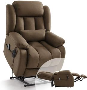 Infinite Position Lay Flat Lift Recliner Chair for Adults, Dual Motor Power Lift Chair for Elderly with Massage & Heating, USB Ports, Remote Control & Lumbar Pillow, Linen Fabric (Taupe Brown)