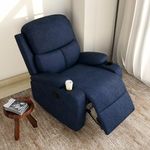 @home by Nilkamal Matt 1 Seater Fabric Manual Recliner with Cup Holder (Blue)