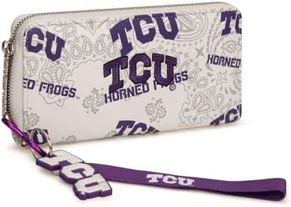 TCU Wristlet Wallet for Women, Horned Frogs Official Licensed Purse with RFID Blocking Card Slot, Clutch Wallet for Gift, Tailgate & Concert (Size: 7" x 1" x 4) | Beige, NC-TCU011BG