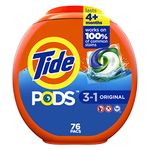 Tide PODS Liquid Laundry Detergent Soap Pacs, HE Compatible, Powerful 3-in-1 Clean in one Step, Original Scent, 76 Count