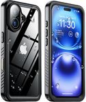 Justcool for iPhone 16 Case Waterproof, [12FT Military Drop Proof][IP68 Waterproof] Built-in Screen Protector Full Body Shockproof Dustproof Case for iPhone 16 6.1", Black