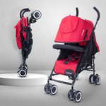 LuvLap City Baby Stroller/Buggy, Lightweight, Compact & Travel Friendly Baby pram, for 6-36 Months Baby, 5 Point Safety Harness, Adjustable seat Recline, extendable Canopy, 15Kg Capacity (Red)