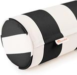 Austin Horn Classics Sunbrella Cabana Stripe White/Black Zippered Neck Roll Bolster (Set of 2)