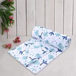 Trance Home Linen Pure Cotton Reversible Dohar Toddler Size | Ac Quilt For Babies | Infants - New Born Blanket | Soft Light-Weight Bed Blanket 0-4 Years Kids (140Cm X 100Cm - Blue Elephant, 200 Tc)