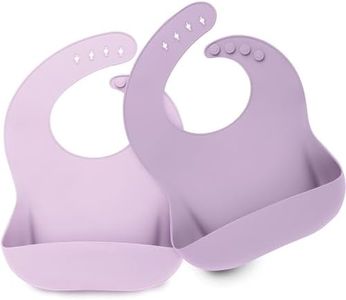 KeaBabies 2-Pack Silicone Bibs For Babies, Silicone Baby Bibs for Eating, Food-Grade Pure Silicone Bib, Toddler Bibs, Waterproof Bibs, Feeding Bibs, Silicon Bibs for Toddlers, Boys, Girls (Lilac)